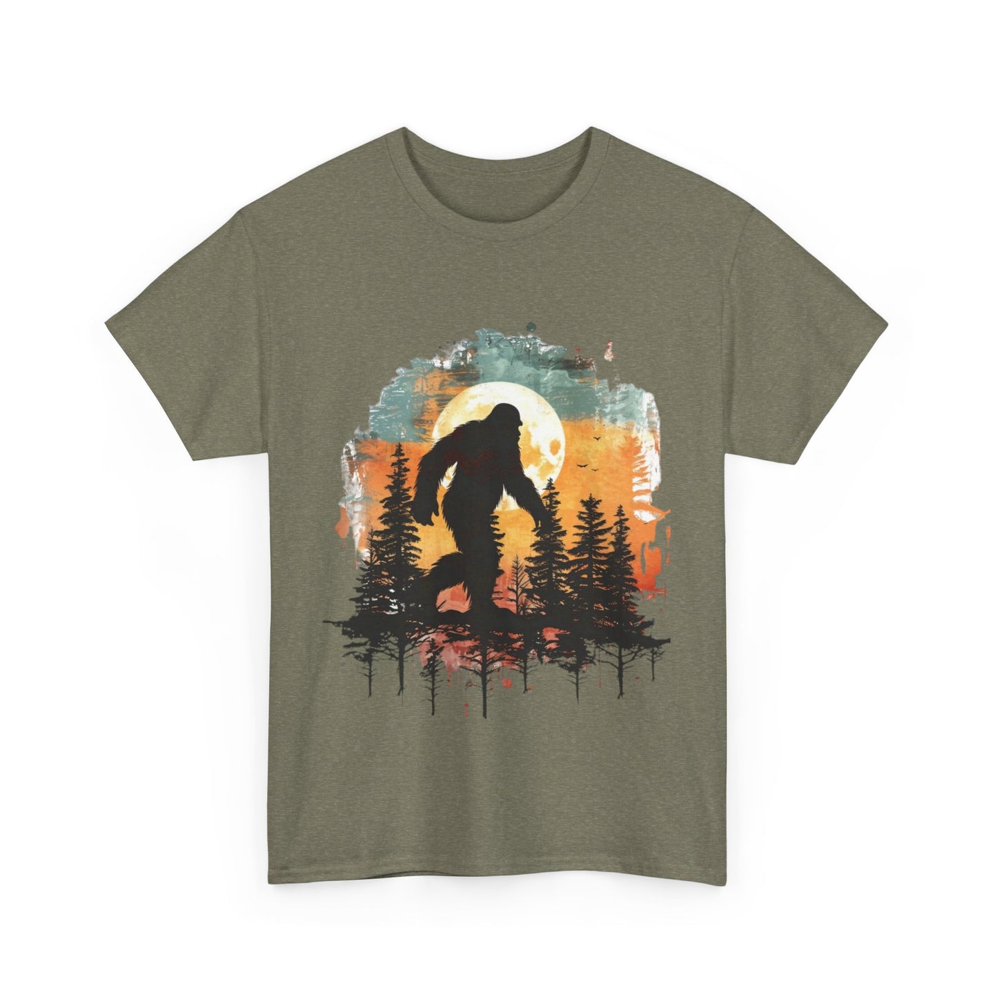 Unisex Heavy Cotton Tee - Bigfoot Adventure Graphic Tee, Perfect for Nature Lovers & Outdoor Enthusiasts