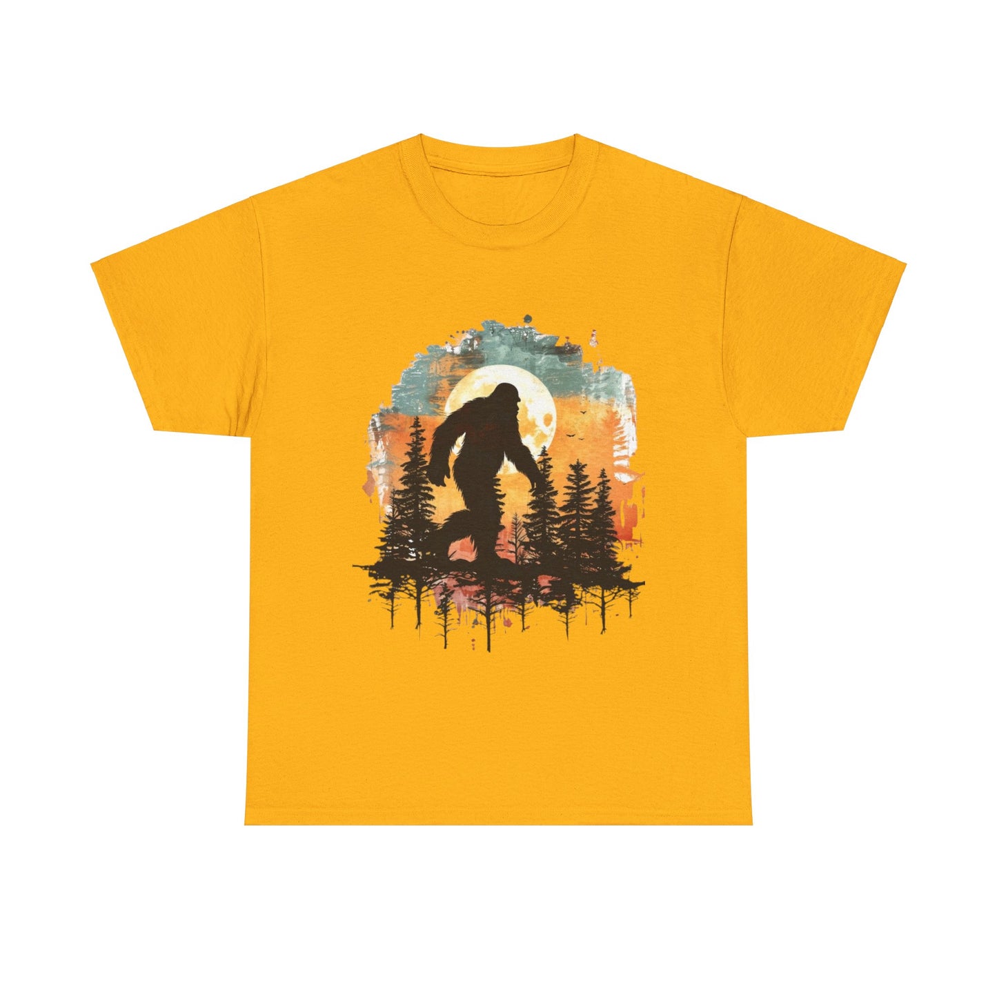 Unisex Heavy Cotton Tee - Bigfoot Adventure Graphic Tee, Perfect for Nature Lovers & Outdoor Enthusiasts