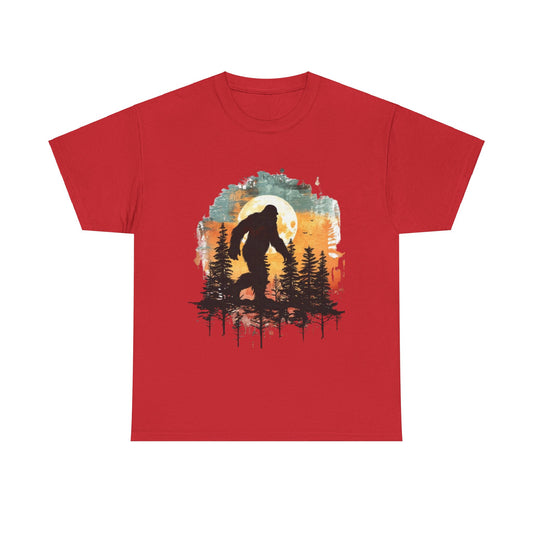 Unisex Heavy Cotton Tee - Bigfoot Adventure Graphic Tee, Perfect for Nature Lovers & Outdoor Enthusiasts
