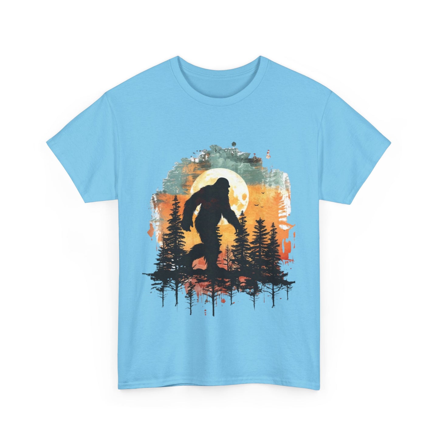 Unisex Heavy Cotton Tee - Bigfoot Adventure Graphic Tee, Perfect for Nature Lovers & Outdoor Enthusiasts