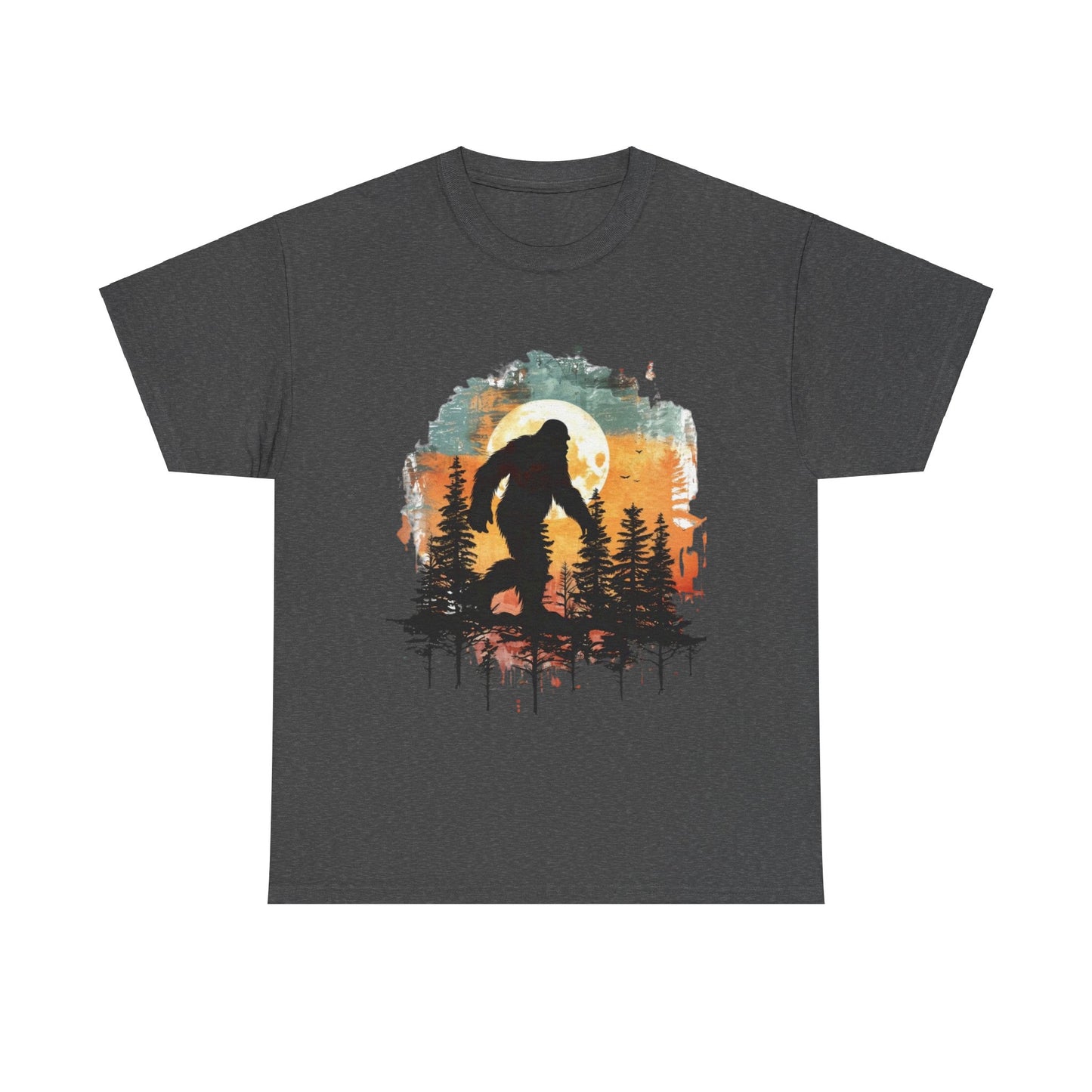 Unisex Heavy Cotton Tee - Bigfoot Adventure Graphic Tee, Perfect for Nature Lovers & Outdoor Enthusiasts