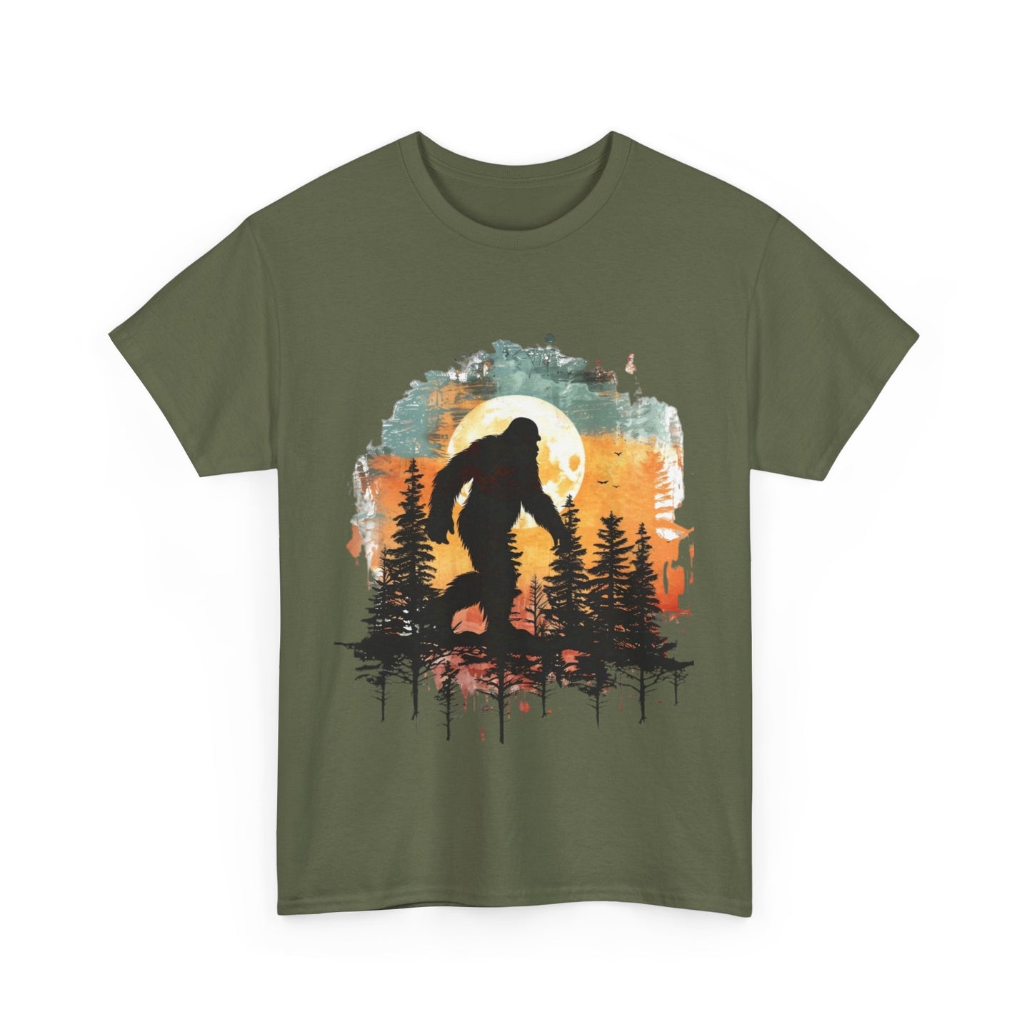 Unisex Heavy Cotton Tee - Bigfoot Adventure Graphic Tee, Perfect for Nature Lovers & Outdoor Enthusiasts