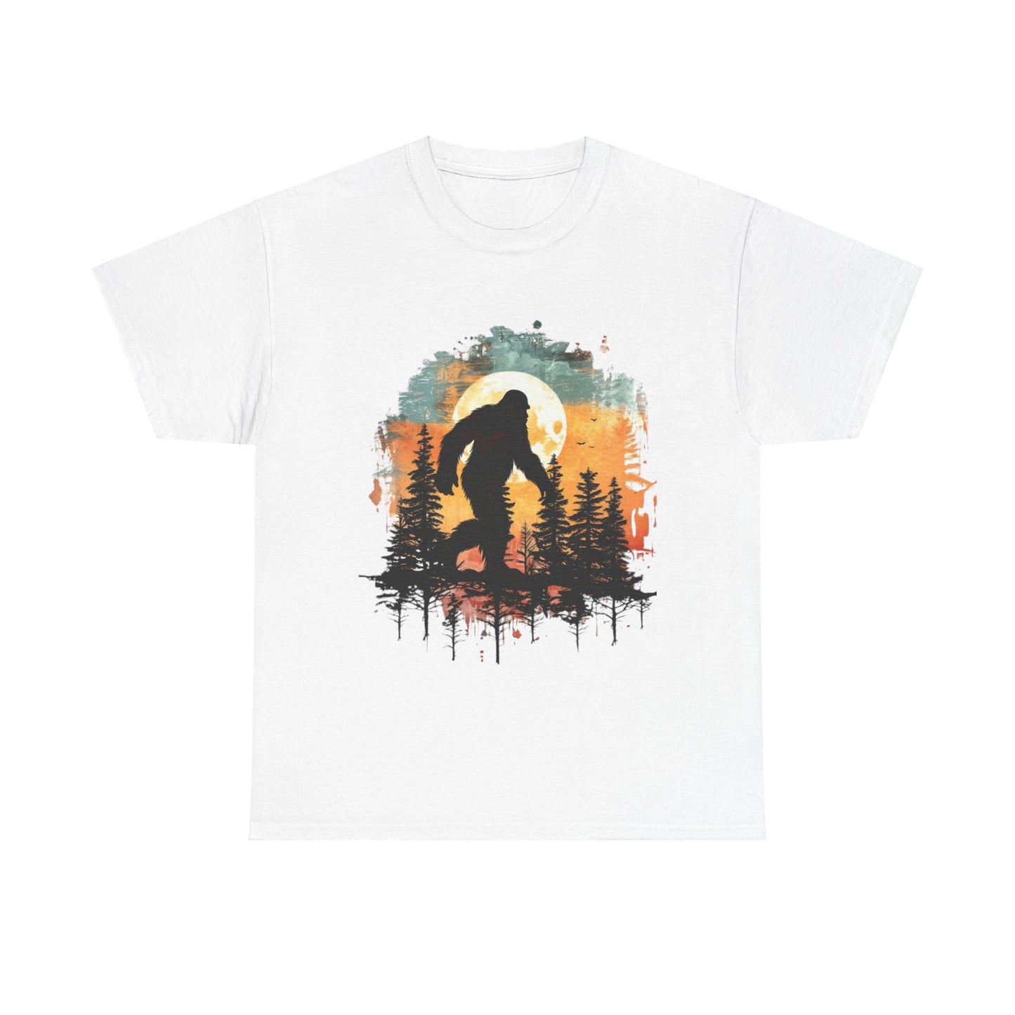 Unisex Heavy Cotton Tee - Bigfoot Adventure Graphic Tee, Perfect for Nature Lovers & Outdoor Enthusiasts