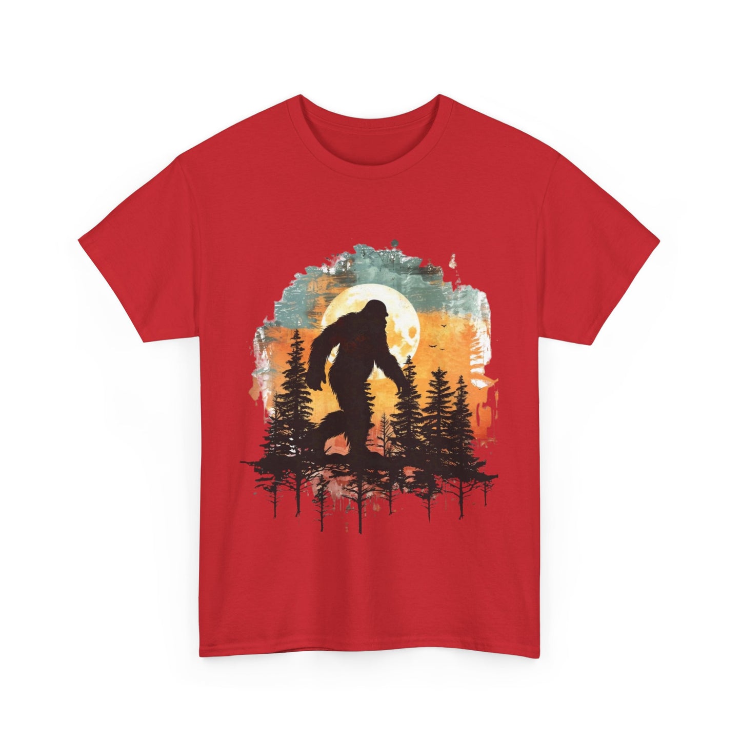 Unisex Heavy Cotton Tee - Bigfoot Adventure Graphic Tee, Perfect for Nature Lovers & Outdoor Enthusiasts