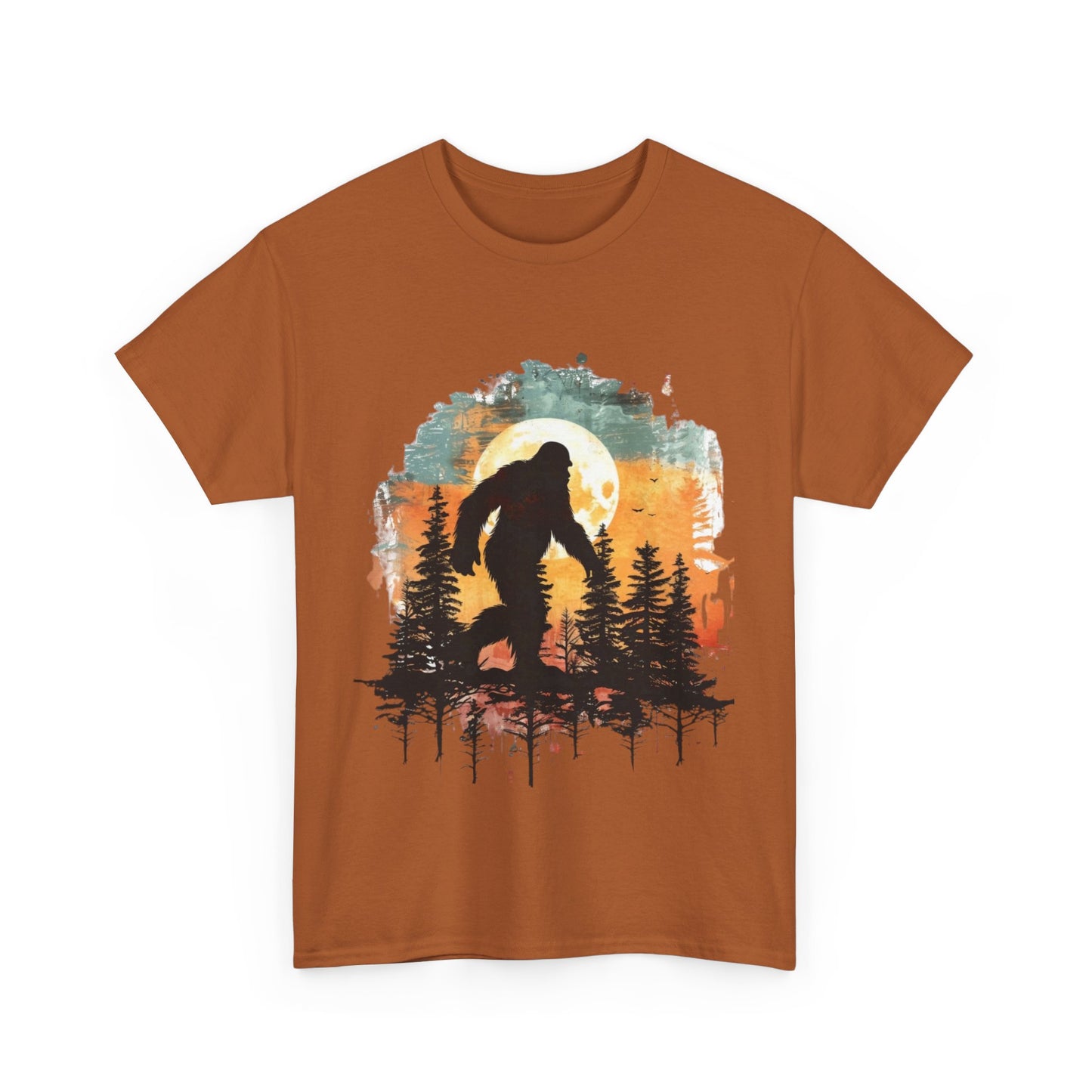 Unisex Heavy Cotton Tee - Bigfoot Adventure Graphic Tee, Perfect for Nature Lovers & Outdoor Enthusiasts
