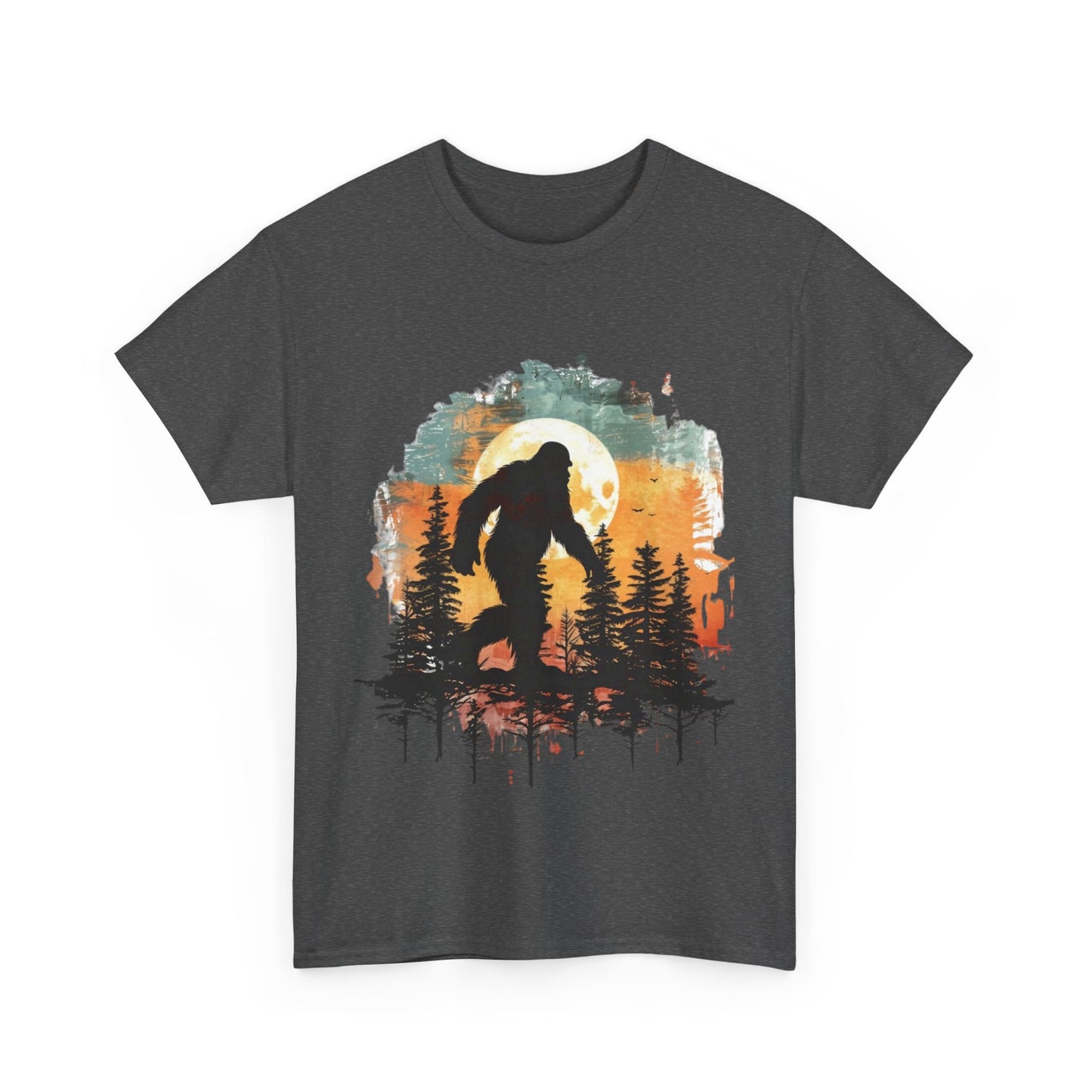 Unisex Heavy Cotton Tee - Bigfoot Adventure Graphic Tee, Perfect for Nature Lovers & Outdoor Enthusiasts