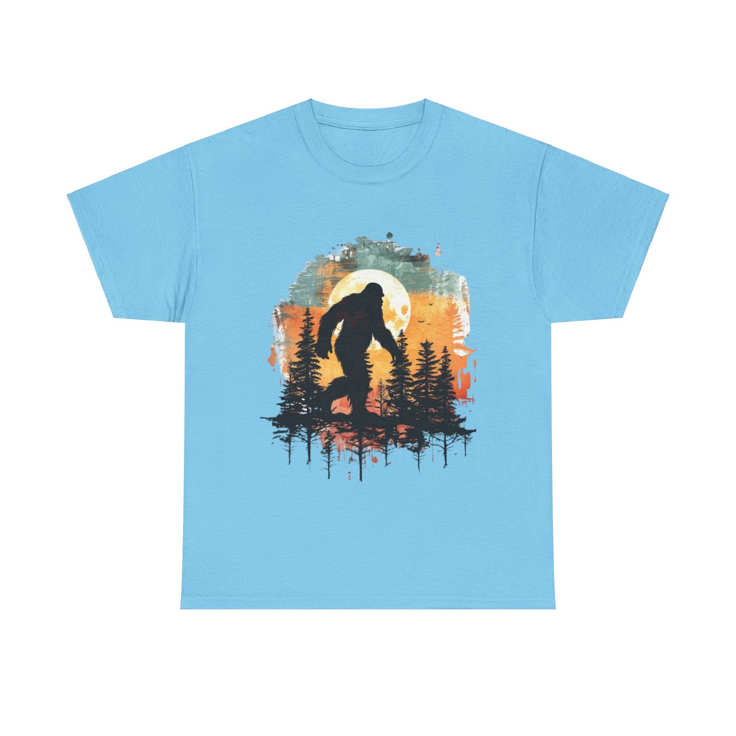 Unisex Heavy Cotton Tee - Bigfoot Adventure Graphic Tee, Perfect for Nature Lovers & Outdoor Enthusiasts