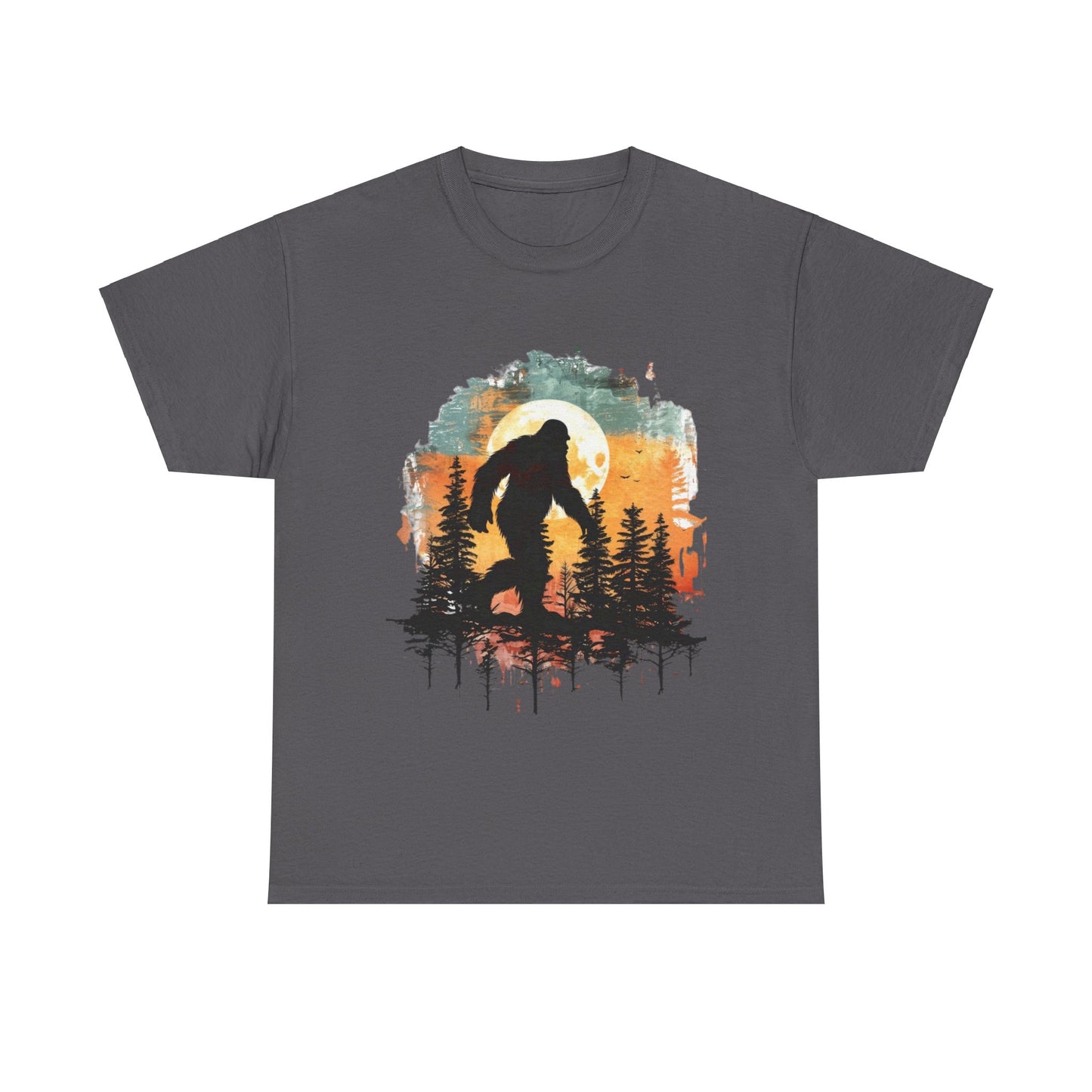 Unisex Heavy Cotton Tee - Bigfoot Adventure Graphic Tee, Perfect for Nature Lovers & Outdoor Enthusiasts