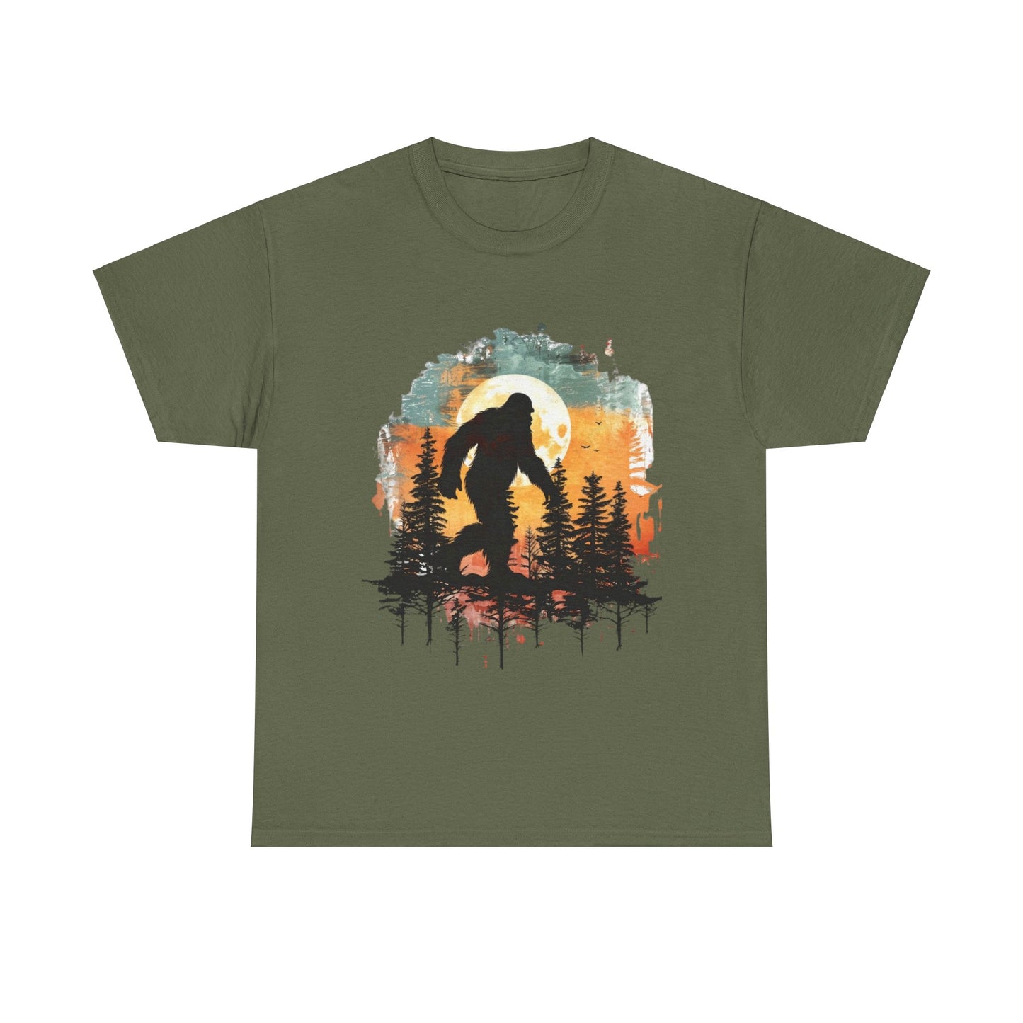 Unisex Heavy Cotton Tee - Bigfoot Adventure Graphic Tee, Perfect for Nature Lovers & Outdoor Enthusiasts